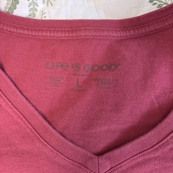 Life is Good Holiday Birds Cotton T-Shirt Tee Top Size Large Christmas Winter - Picture 4 of 5